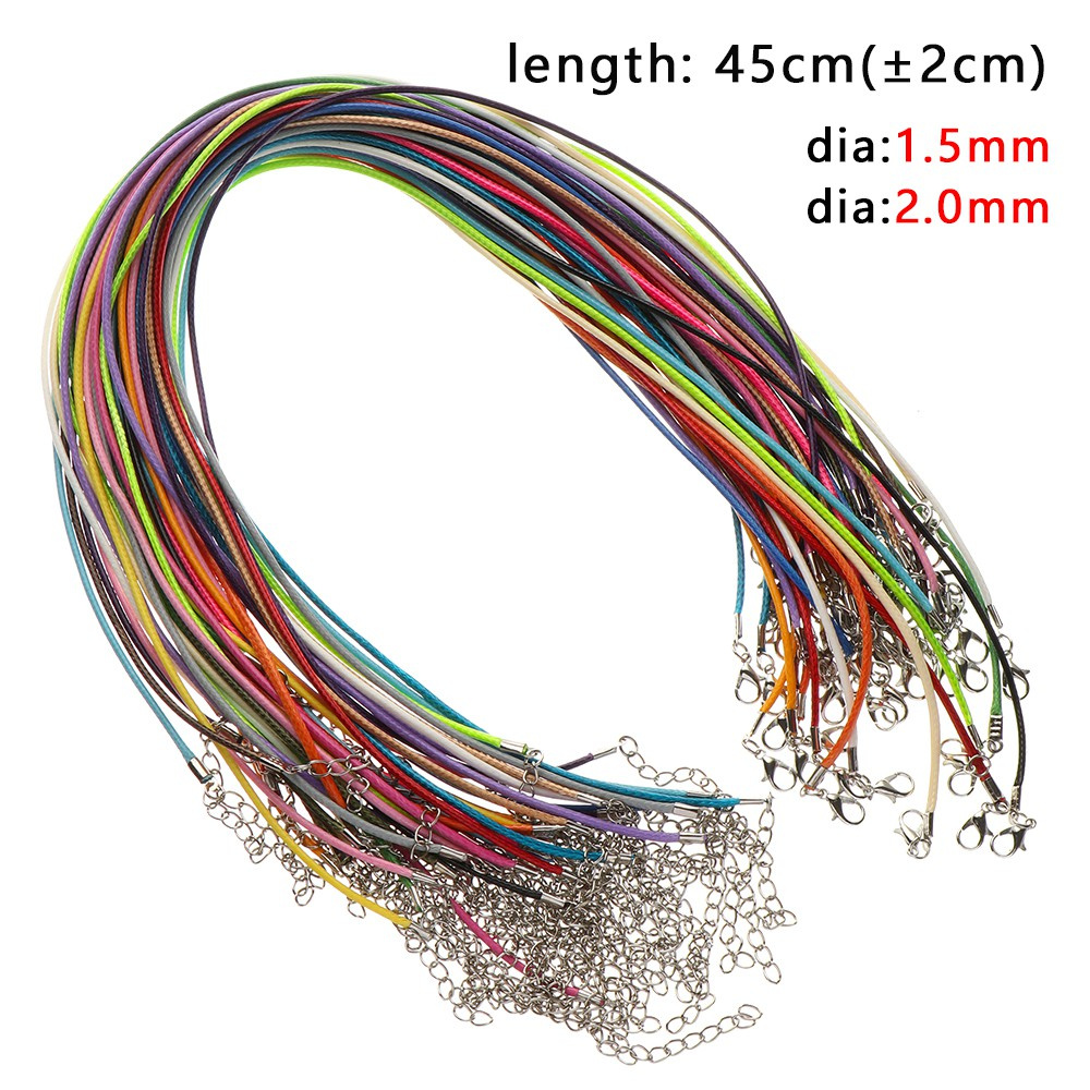 🎉ONLY🎉 50PCS DIY Accessories Necklace Cord Jewellery Findings Lobster Clasp Wax String Handicraft Making Pendant Line Bracelet Rope Adjustable Length Extension Chain/Multicolor