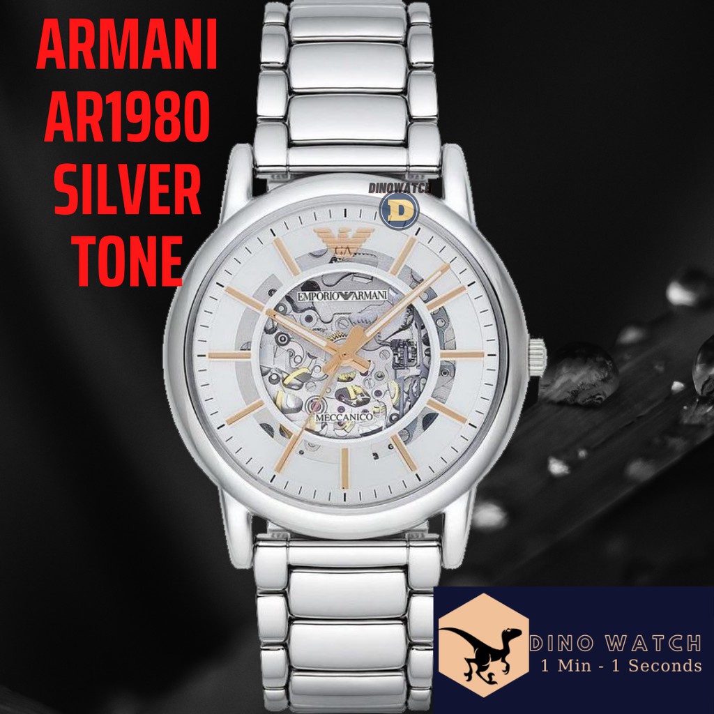 ĐỒNG HỒ NAM ARMANI AR1980 AUTOMATIC , DÂY THÉP , HỞ MẶT , SIZE 43MM , FULLBOX HÃNG