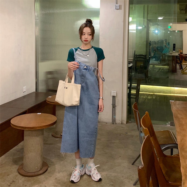Đầm Yếm Denim Dáng Rộng Thời Trang Mùa Hè Dành Cho Nữ