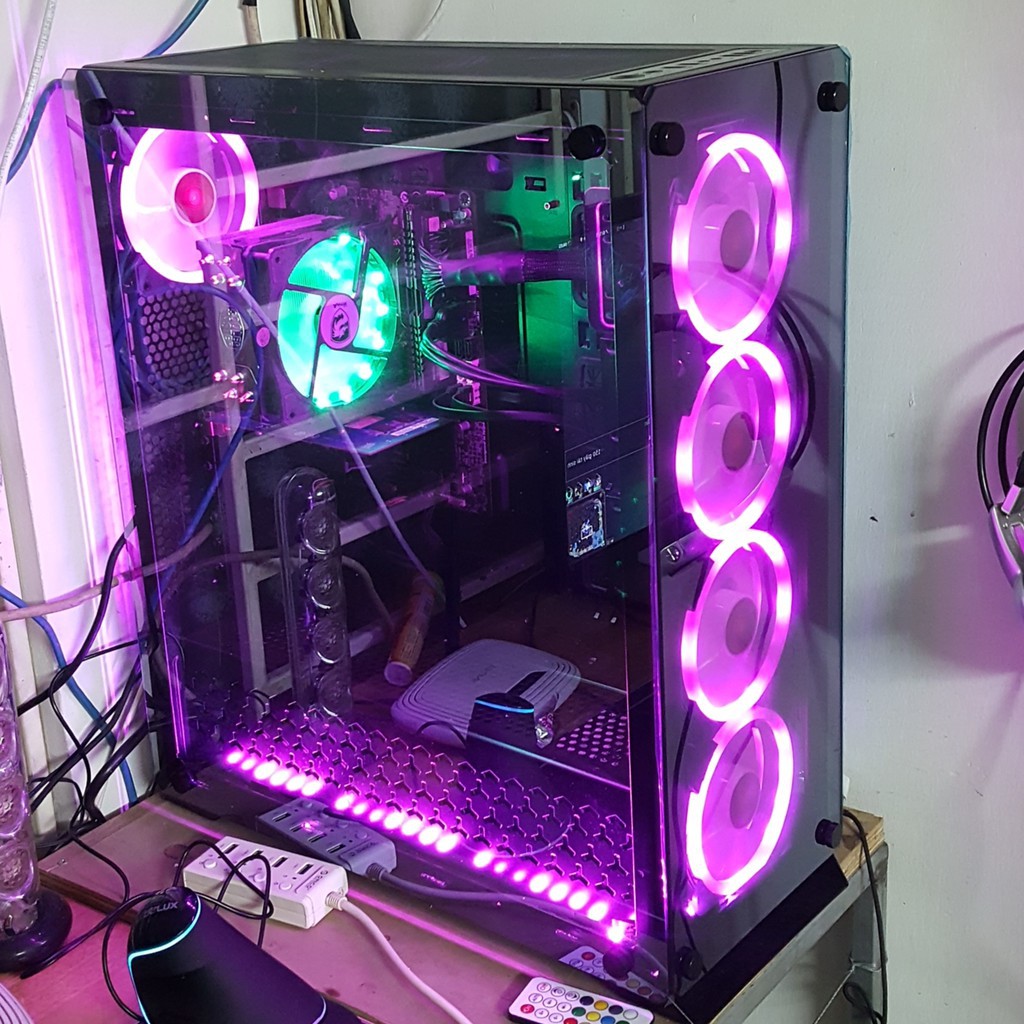 Combo 5 Fan Led RGB Digital HXHS + Tặng Bộ Hub Kết Nối Nguồn Và Điều Khiển | BigBuy360 - bigbuy360.vn