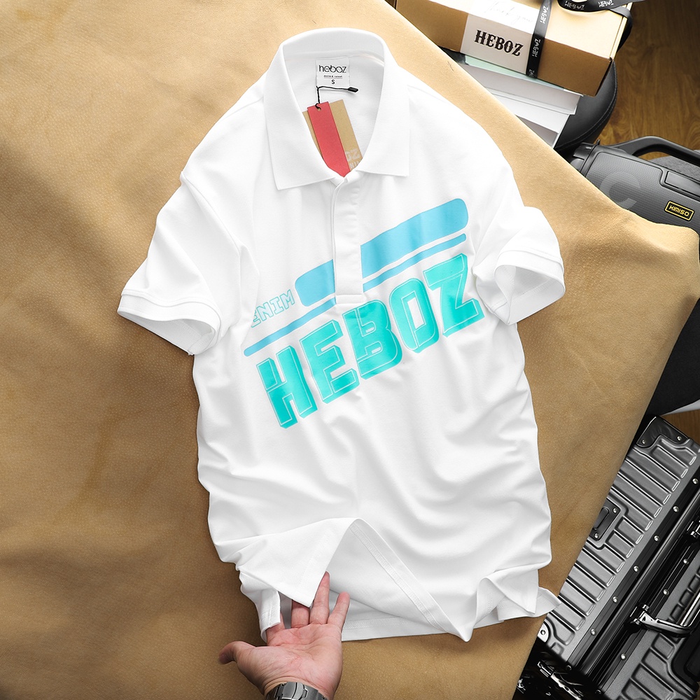 Áo thun nam có cổ, polo logo GREEN HEBOZ chất vải cotton 4 chiều in hình cao cấp - WHITE - 00001206