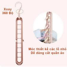 Combo 2 Cái Móc treo quần áo 9 lỗ đa năng tiết kiệm diện tích đầu móc xoay 360