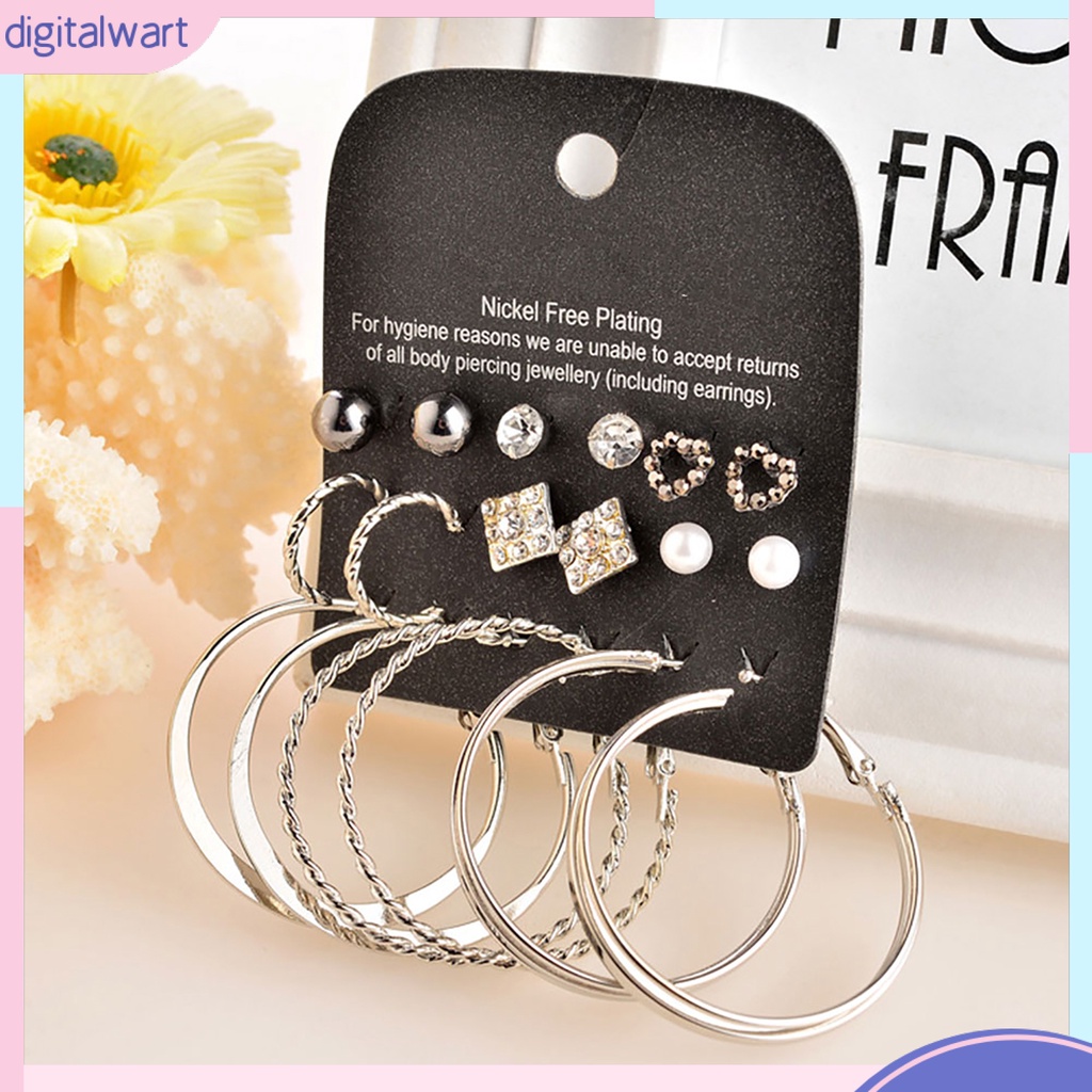 Set 9 Đôi Khuyên Tai Đính Đá Và Ngọc Trai Giả Thời Trang Thanh Lịch Dành Cho Nữ