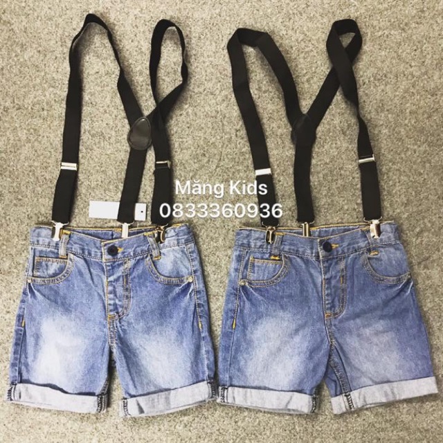 Quần Short Bé Trai Jean Yếm Xanh