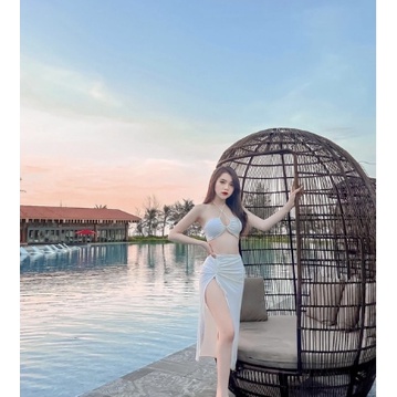 Set bikini 3 chi tiết kèm chân váy đi biển đồ bơi nữ đẹp cao cấp VATIXA BKN-92