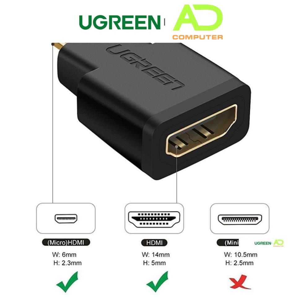 Đầu chuyển đổi micro HDMI male to hdmi female - UGREEN 20106 - (màu đen)
