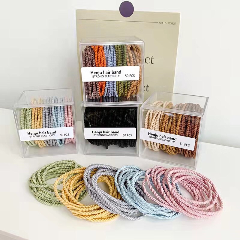 Set 50 Dây chun buộc tóc Hàn Quốc sỉ lẻ làm quà tặng Qiqishop
