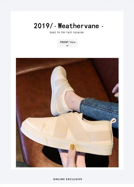 Giầy slipon vải hoạ tiết chun bản to bắt chéo siêu đẹp | BigBuy360 - bigbuy360.vn