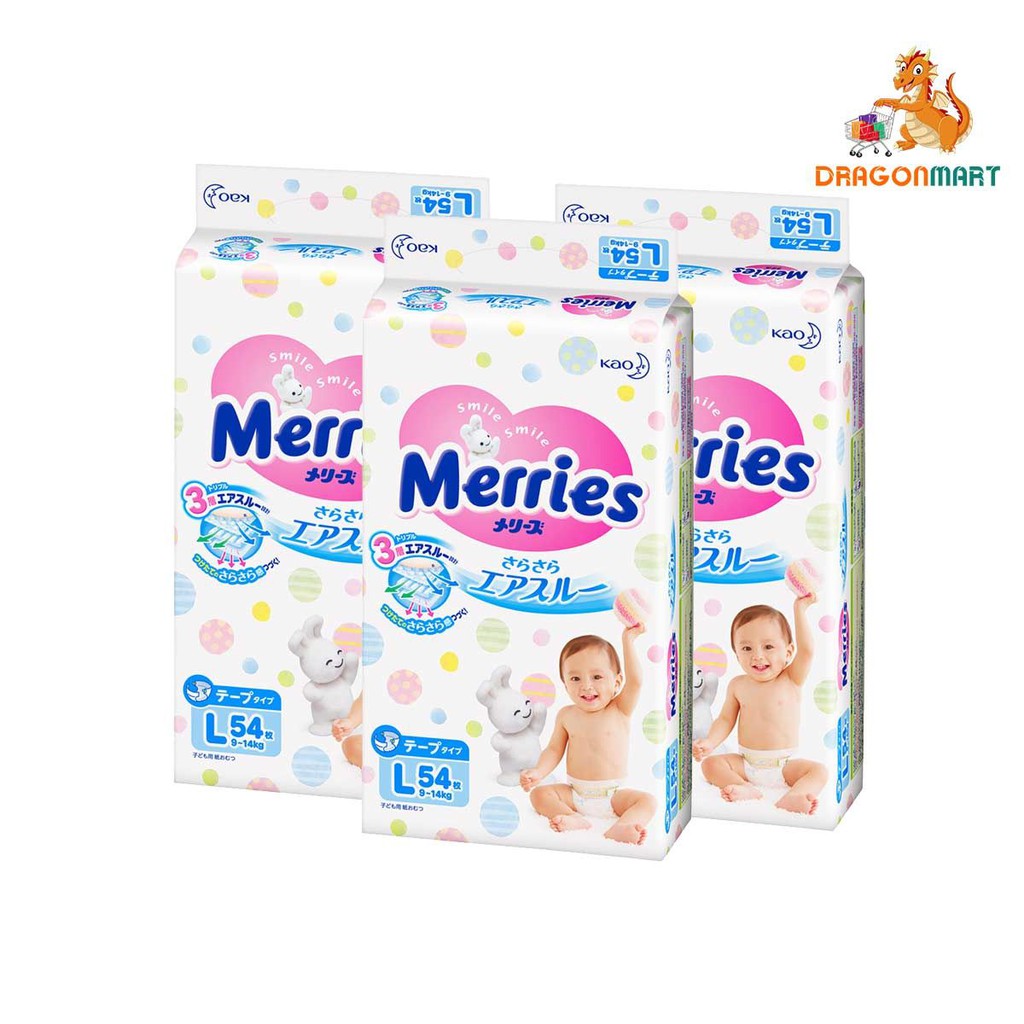 [NHẬT BẢN] Tả Dán Merries Size L (54 Miếng)