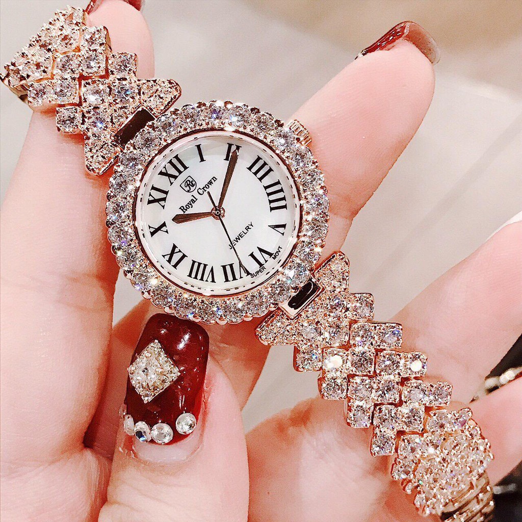 Đồng hồ đeo tay nữ, đồng hồ nữ đính đá cao cấp ROYAL CROWN, full box, siêu sang chảnh, không thấm nước | BigBuy360 - bigbuy360.vn