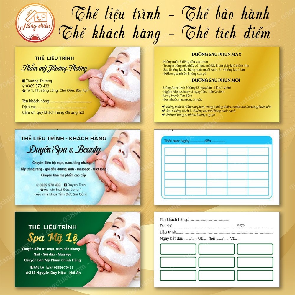 Card Visit, Namecard, Thẻ Liệu trình,  tích điểm , bảo hành , khách hàng cho tiệm nail, spa, tóc....