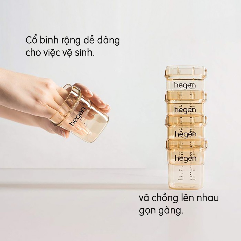 [CHÍNH HÃNG] Bình trữ sữa và thức ăn Hegen PPSU 150ml - 240ml (nắp màu trắng)