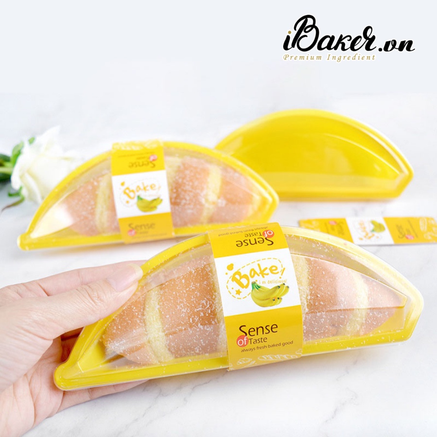 [SỈ GIÁ TỐT] Hộp Nhựa Đựng Bánh Hình Quả Chuối Vàng kèm tem vàng độc đáo JM510