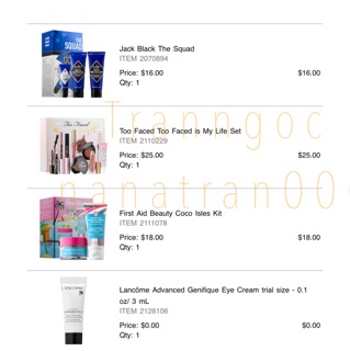 Tách set dưỡng JACK BLACK ( Bill mua hàng tại Sephora)