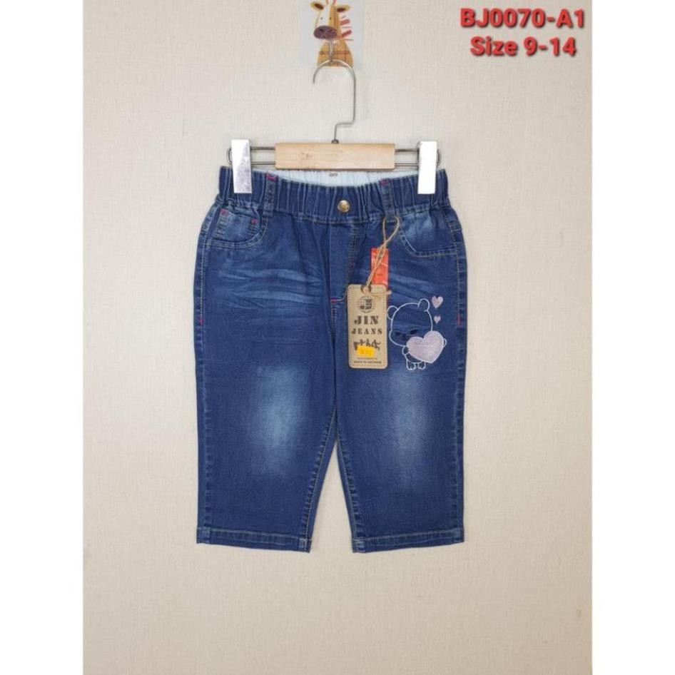 BJ0070-A1 - Quần Jean lửng nữ đại , thêu gấu , màu xanh đậm , hiêu jin jean , size nhỡ 9t-14t , ri6