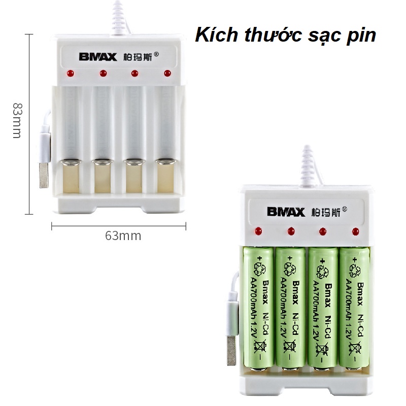 Sạc pin AA/AAA 1.2v Bmax B04 dùng sạc pin xe mô hình