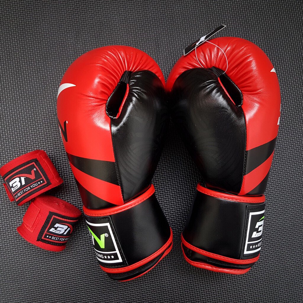 (Tặng Kèm Túi Đựng ) Găng Tay Đấm Bốc BN Phiên Bản Màu Đỏ Găng Đấm Bốc Cao Cấp Boxing Muay Thai Phiên Bản 2022