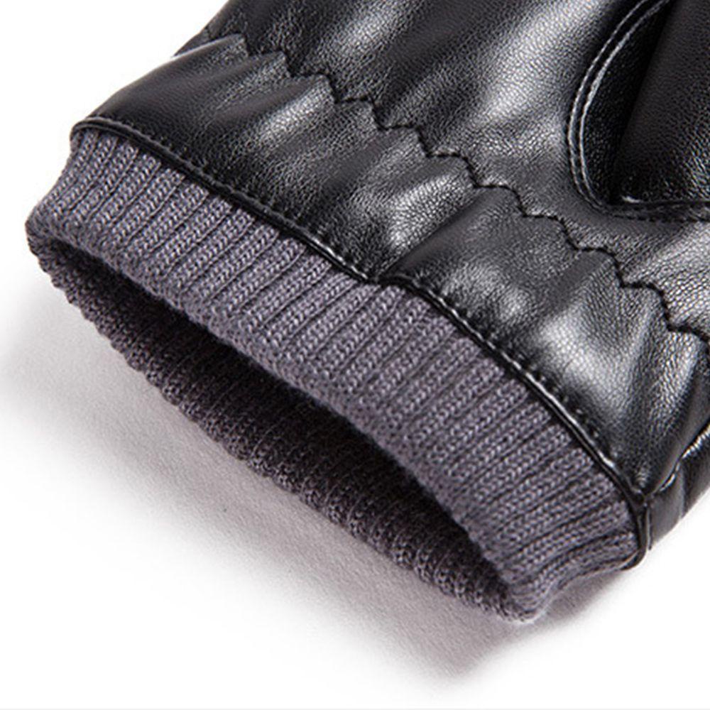 Găng Tay Da PU Màu Trơn Giữ Ấm Mùa Đông VANES1 Phong Cách Hàn Quốc Cho Nam