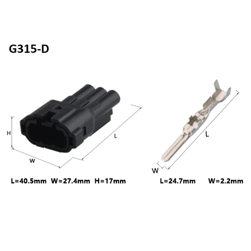 G315-Giắc cắm dầu cảm biến ôxy xe hơi 3 lỗ 2.2mm màu đen