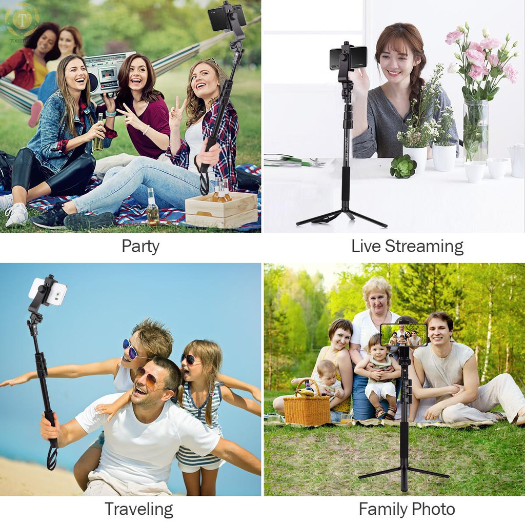 Shipped within 12 hours】 Andoer 54-inch Extendable Selfie Stick Tripod Stand Aluminum Alloy with Detachable Desktop Tripod Phone Holder Sports Camera Mount Adapter Remote Shutter Compatible with iPhone and Android Phones for Selfie Group Photo Live  [TO]