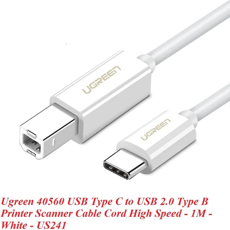 Ugreen 40560 1m màu trắng cáp USB Type C ra cổng máy in USB 2.0 Type B tốc độ cao Us241