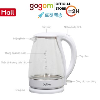 Ấm siêu tốc Bình siêu tốc Delites 1.8 lítDST016 GOG327