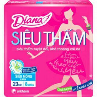 Bộ 6 gói băng vệ sinh diana Siêu mỏng cánh 8 miếng Mẫu Mới nhất