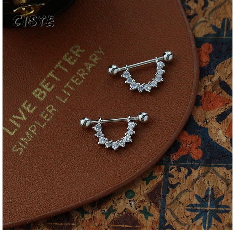 Khuyên tai đính đá Zircon đơn giản thời trang phong cách Hàn Quốc