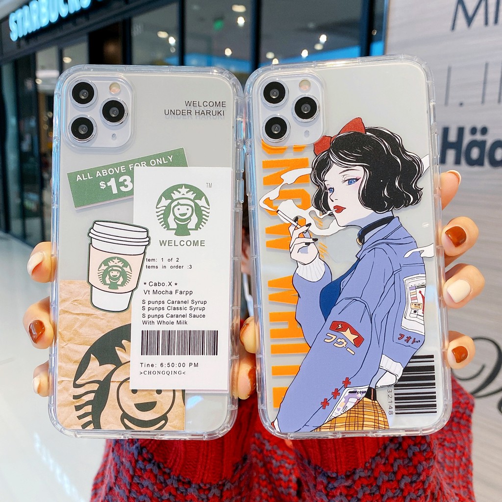 STARBUCKS Ốp Lưng Trong Suốt Hình Cô Gái Xinh Xắn Cho Iphone 11 Iphone 6 7p 8p X Xr 11 11pro Max 12pro Max