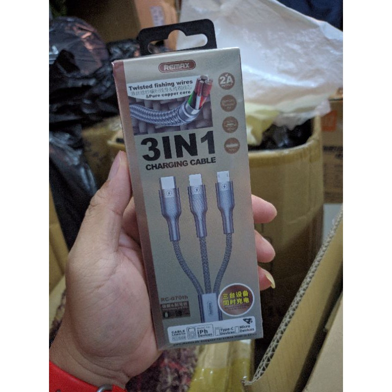 Cáp sạc 3 đầy Remax RC-070TH hỗ trợ sạc nhanh 2A