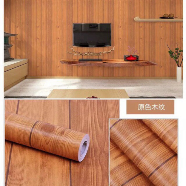 10M Giấy Dán Tường Sẵn Keo Nhiều Mẫu Vân Gỗ Nâu Đậm:Sản phẩm có kết cấu tốt , không thấm nước]