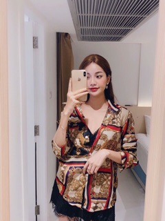 Áo sơ mi lụa hoạ tiết 3 màu