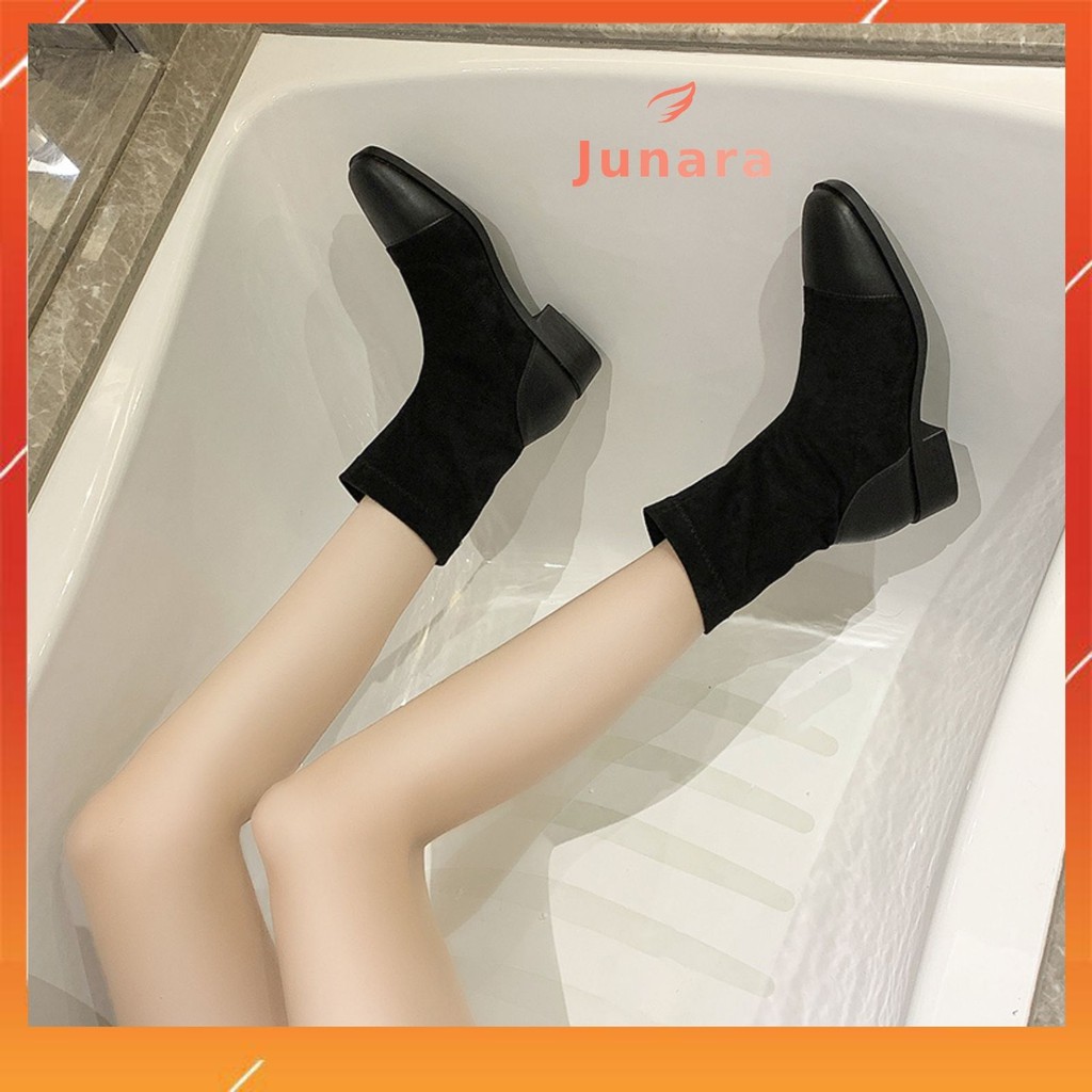 Bốt nữ da lộn cổ thấp gót cao 3.5cm | BigBuy360 - bigbuy360.vn