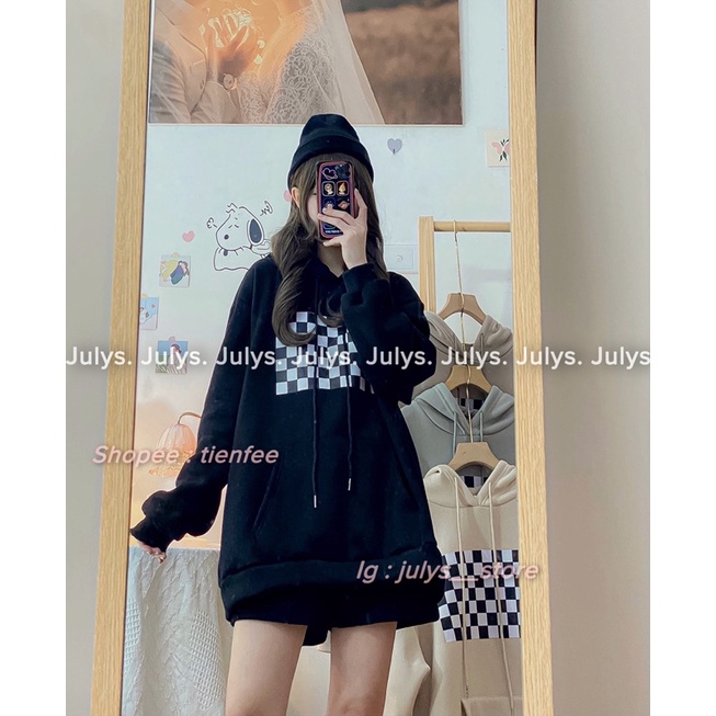 Áo HOODIE nỉ bàn cờ ulzzang (ảnh thật shop chụp kèm video)