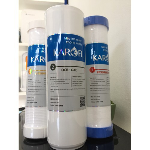 Bộ 3 Lõi Lọc Nước 123 Karofi Chính Hãng (Tem Cào Kiểm Tra Hàng Chính Hãng)