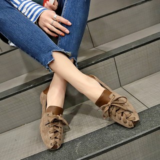 Giày da lộn mũi vuông buộc dây thời trang Hàn Quốc  MBS442 - Seun Shoes