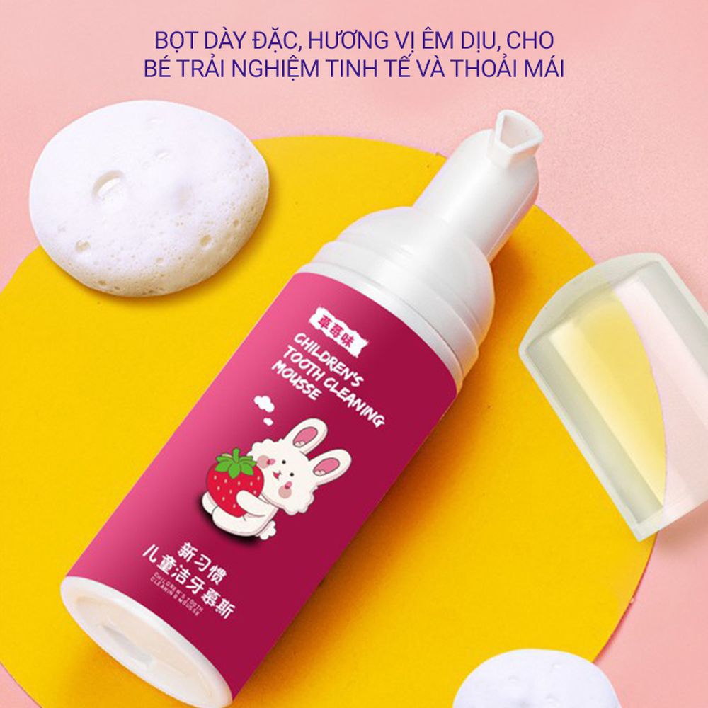 Kem đánh răng cho bé 1 tuổi nuốt được MOUSSE dạng bọt, hương thơm dịu nhẹ, bé thích đánh răng hơn (Kem đánh răng trẻ em)