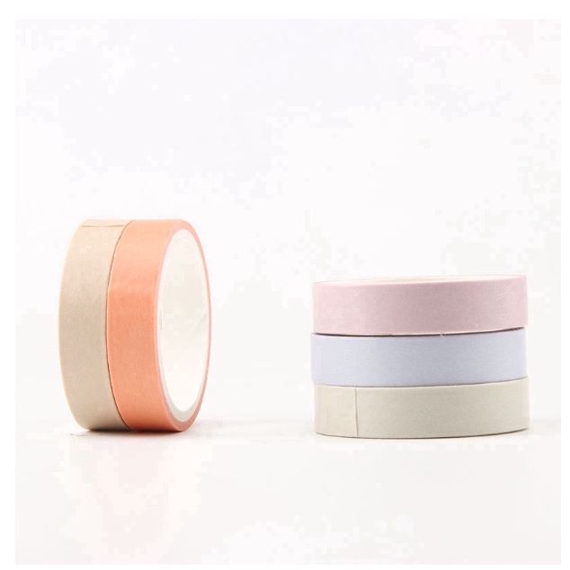 Lẻ cuộn washi tape Basic băng keo màu trơn dán sổ trang trí bullet journal 7-9mmx3m gocnhocuaco VPP0321