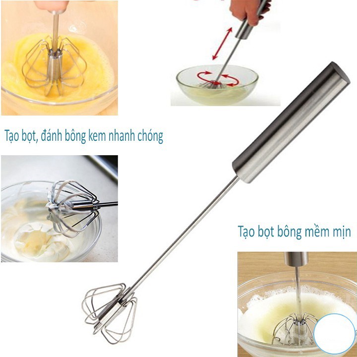 Dụng cụ đánh trứng INOX có trục xoay tự động -dogiadunghn