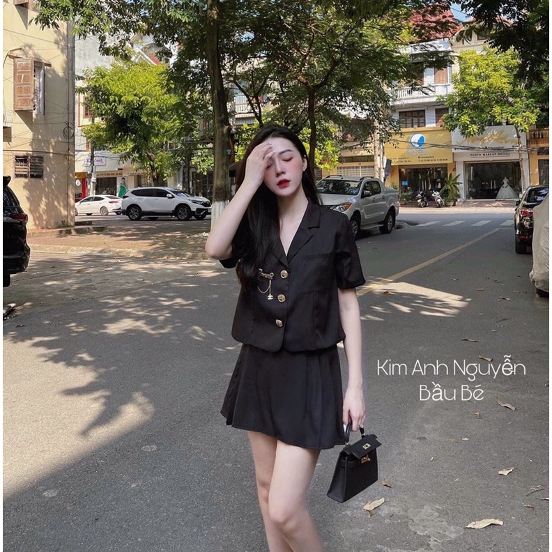 sét váy chanel cổ vest