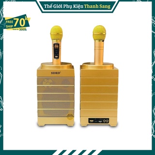 Loa Micro Karaoke Bluetooth SDRD SD-128 | Kèm 2 micro không dây chống rè hú | Âm thanh cực hay