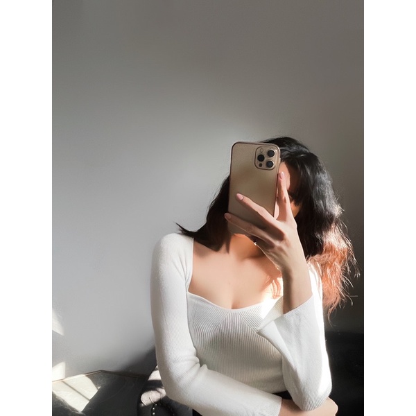 [Lướt Sang Để Xem Ảnh Thật] Áo Len Dệt Kim Cổ Vuông | BigBuy360 - bigbuy360.vn