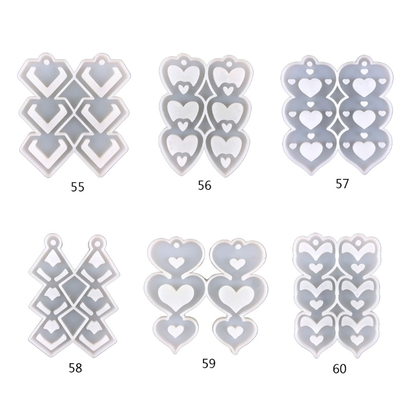 Set 1 / 6 Khuôn Silicone Làm Mặt Dây Chuyền Hình Trái Tim