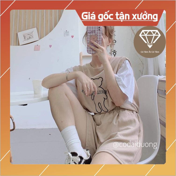 🍁Bộ quần short đùi áo thun form rộng tay lỡ, sooc phông🍁