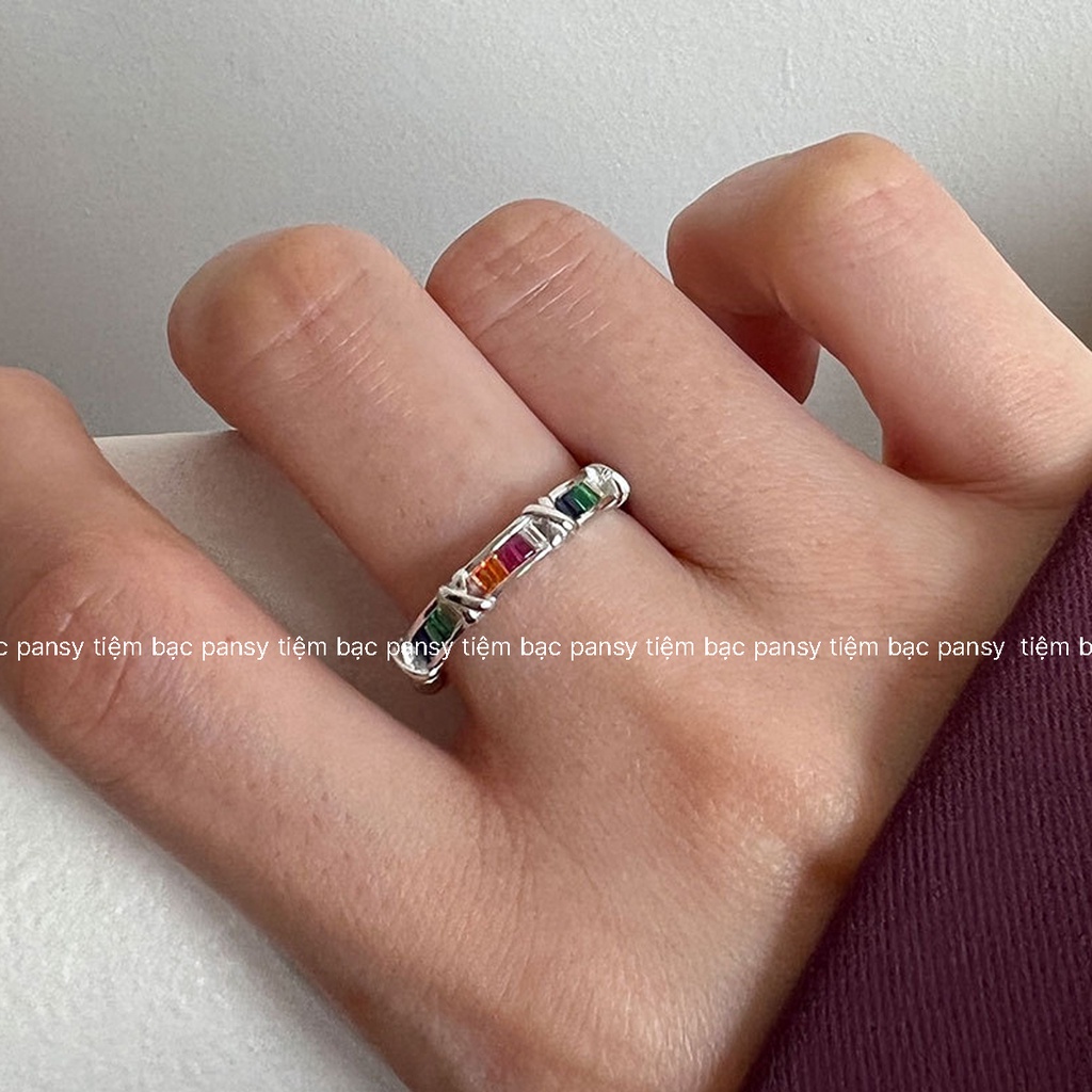 Nhẫn bạc nữ PANSY thiết kế cầu vồng thời trang - Nhẫn nữ bạc ta phong cách cá tính