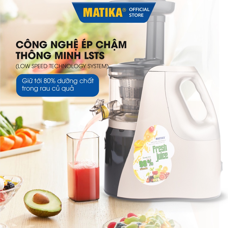 [Mã BMBAU300 giảm 10% đơn 499K] Máy Ép Chậm MATIKA 0.5L 150W MTK3235