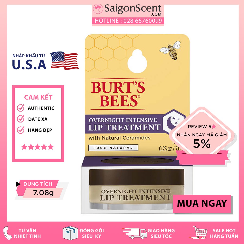 Son dưỡng Burt’s Bees Overnight Intensive Lip ( 7.08g )