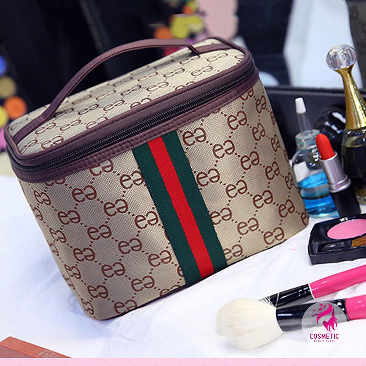 [ NEW ] Túi Đựng Mỹ Phẩm Dáng Đứng Màu Nâu Ngăn Chưa Siêu Rộng P671