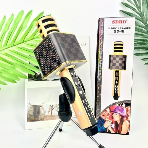 (BH 12 tháng) Micro Hát Karaoke Kèm Loa Bluetooth SD-18, Âm thanh cực đỉnh, Thiết kế đẹp mắt PB 2021