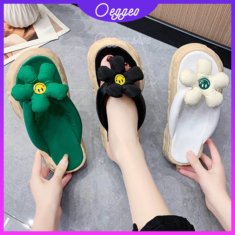 Oeggeo shop Dép Xỏ Ngón Đế Dày Hình Xương Quai Hoa Thời Trang Cho Nữ